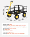 VEVOR Steel Garden Cart, 1400 lbs Heavy Duty Pullable Garden Wagon Yard Cart, 2 in 1 Outdoor Metal Utility Wagon Yard Trailer with 13" All Terrain Tires, Mesh Detachable Sides and 180° Rotating Handle