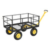 VEVOR Steel Garden Cart, 1400 lbs Heavy Duty Pullable Garden Wagon Yard Cart, 2 in 1 Outdoor Metal Utility Wagon Yard Trailer with 13" All Terrain Tires, Mesh Detachable Sides and 180° Rotating Handle