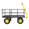 VEVOR Steel Garden Cart, 1400 lbs Heavy Duty Pullable Garden Wagon Yard Cart, 2 in 1 Outdoor Metal Utility Wagon Yard Trailer with 13" All Terrain Tires, Mesh Detachable Sides and 180° Rotating Handle