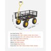 VEVOR 500 Lbs Steel Garden Cart, Heavy Duty Garden Wagon Cart Pullable on Wheels, Metal Yard Utility Wagon Carts with 10" All Terrain Tires, Mesh Removable Sides and 180°Rotating Handle