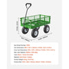 VEVOR 680 Lbs Steel Garden Cart on Wheels, Heavy Duty Garden Wagon Cart Pullable, Metal Outdoor Utility Yard Wagon Carts with 10" Tires, Mesh Removable Sides and 180°Rotating Handle