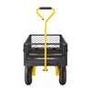 VEVOR 900 Lbs Heavy Duty Steel Garden Cart, Garden Wagon Cart on Wheels, Outdoor Metal Yard Utility Wagon Carts with 10" Tires and Mesh Removable Sides(Convert to Flatbed) and 180°Rotating Handle