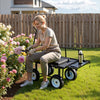 VEVOR Garden Cart with Seat, 500 LBS, Rolling Steel Garden Work Seat with Wheels, Heavy Duty Gardening Stool, with Tool Tray & Adjustable Handle, Outdoor Yard Wagon, for Lawn, Patio, Backyard, Black