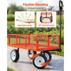 VEVOR Garden Cart, 900 LBS, Heavy Duty Steel Yard and Garden Utility Wagon with 10-Inch Tires, Outdoor Gardening Stool with Adjustable Handle, Detachable Side Panels, Attach to ATV or Tractor, Red