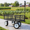 VEVOR Garden Cart, 900 LBS, Heavy Duty Steel Yard and Garden Utility Wagon with 10-Inch Tires, Outdoor Gardening Stool with Adjustable Handle, Detachable Side Panels, Attach to ATV or Tractor, Black