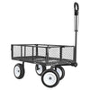 VEVOR Garden Cart, 900 LBS, Heavy Duty Steel Yard and Garden Utility Wagon with 10-Inch Tires, Outdoor Gardening Stool with Adjustable Handle, Detachable Side Panels, Attach to ATV or Tractor, Black