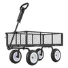 VEVOR Garden Cart, 900 LBS, Heavy Duty Steel Yard and Garden Utility Wagon with 10-Inch Tires, Outdoor Gardening Stool with Adjustable Handle, Detachable Side Panels, Attach to ATV or Tractor, Black