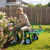 VEVOR Garden Cart with Seat, 500 LBS, Rolling Steel Garden Work Seat with Wheels, Heavy Duty Gardening Stool, with Tool Tray & Adjustable Handle, Outdoor Yard Wagon, for Lawn, Patio, Backyard, Green