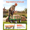 VEVOR Garden Cart, 900 LBS, Heavy Duty Steel Yard and Garden Utility Wagon with 10-Inch Tires, Outdoor Gardening Stool with Adjustable Handle, Detachable Side Panels, Attach to ATV or Tractor, Green