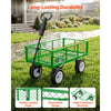 VEVOR Garden Cart, 900 LBS, Heavy Duty Steel Yard and Garden Utility Wagon with 10-Inch Tires, Outdoor Gardening Stool with Adjustable Handle, Detachable Side Panels, Attach to ATV or Tractor, Green