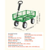 VEVOR Garden Cart, 900 LBS, Heavy Duty Steel Yard and Garden Utility Wagon with 10-Inch Tires, Outdoor Gardening Stool with Adjustable Handle, Detachable Side Panels, Attach to ATV or Tractor, Green