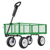 VEVOR Garden Cart, 900 LBS, Heavy Duty Steel Yard and Garden Utility Wagon with 10-Inch Tires, Outdoor Gardening Stool with Adjustable Handle, Detachable Side Panels, Attach to ATV or Tractor, Green