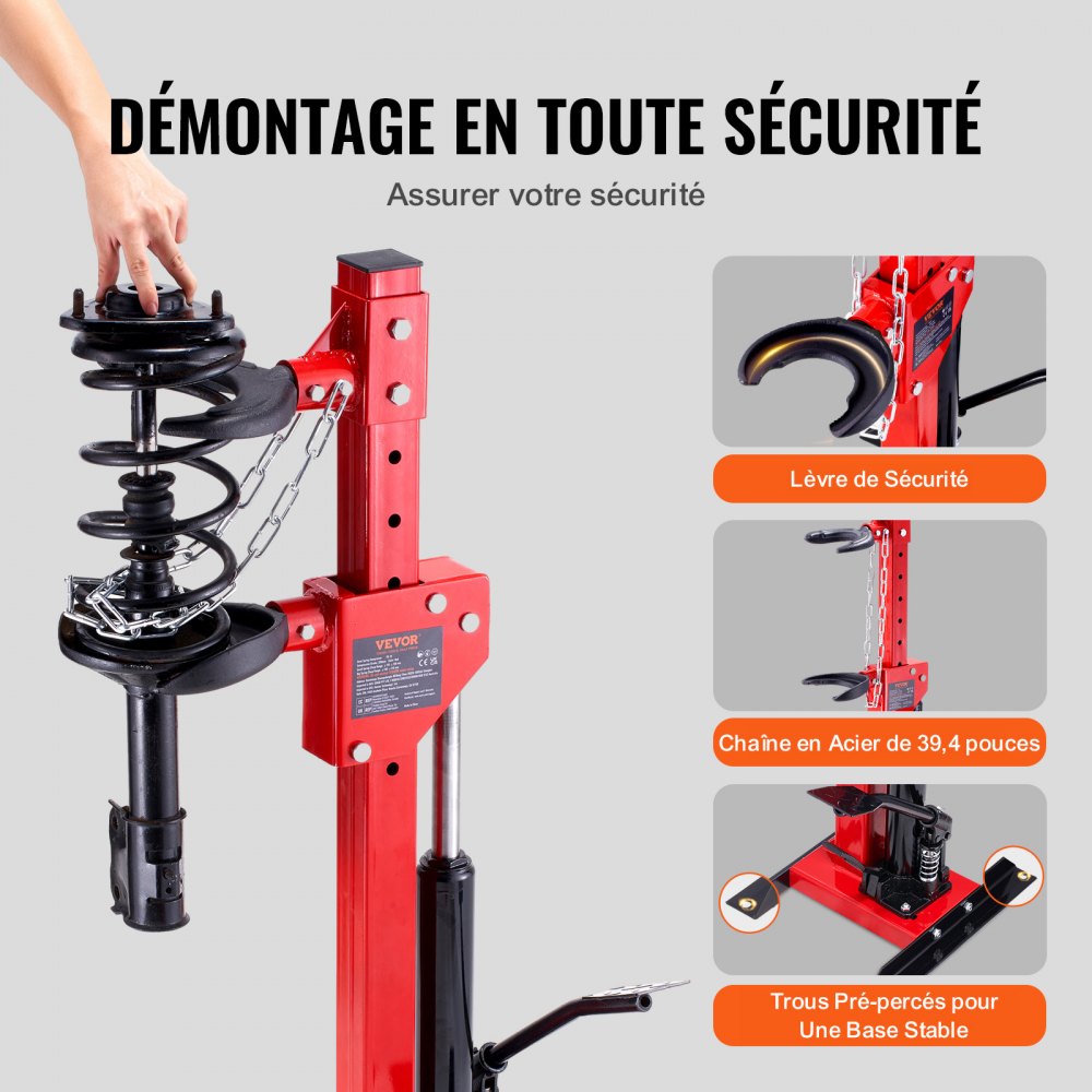 VEVOR Strut Spring Compressor, 4.5 Ton/9920 LBS Hydraulic Jack Capacity, 1 Ton Rated Compression Force, Auto Strut Coil Spring Compressor Tool, Hydraulic Spring Compressor for Strut Spring Removing