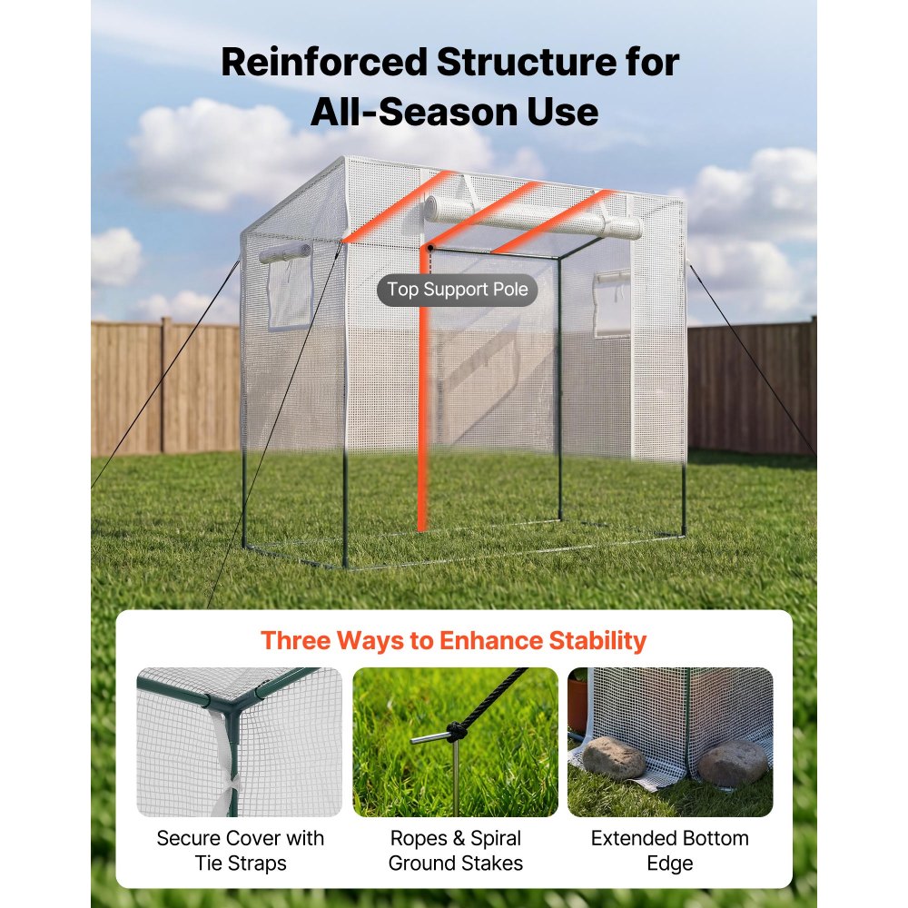 VEVOR Walk-in Greenhouse, 76.8" x 30.3" x 66.1" Greenhouse for Outdoors with Windows, PE Cover, Roll-Up Zipper Door, Walk in Green House Kit, Portable Plant Garden Hot House for Backyard, Outside