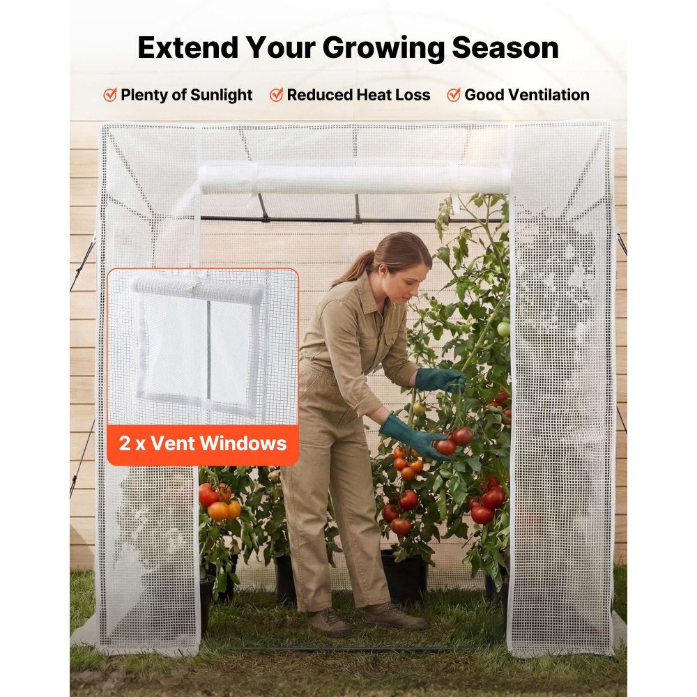 VEVOR Walk-in Greenhouse, 76.8" x 30.3" x 66.1" Greenhouse for Outdoors with Windows, PE Cover, Roll-Up Zipper Door, Walk in Green House Kit, Portable Plant Garden Hot House for Backyard, Outside