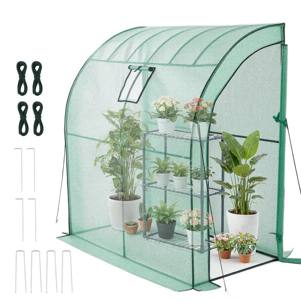 VEVOR Walk-in Green House, 78 x 39.4 x 78.7 in, Greenhouse with Shelves, High Strength PE Cover with Zipper Door and Steel Frame, Assembly in Minutes, Suitable for Planting and Storage