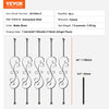 VEVOR Staircase Metal Balusters, 44'' x 1/2" Galvanized Steel Decorative Banister Spindles, 5 Pack S Shape Deck Baluster, Hollow Satin Black Spiral Stair Railing with Shoes & Screws