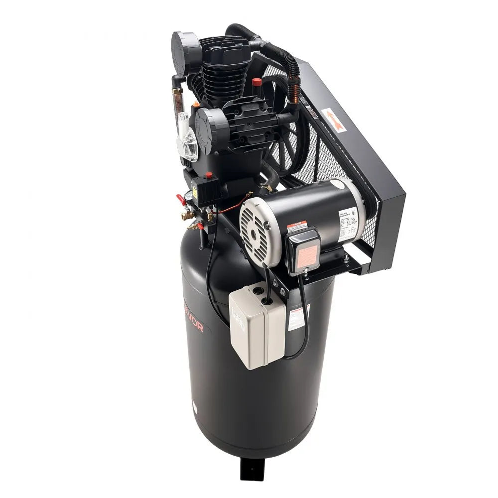 VEVOR 80 Gallons Heavy-Duty Air Compressor, 10HP 17 SCFM at 90PSI Air Compressors Max 175PSI, Oil-Lubricated Compressor Tank for Industrial Manufacturing, Large Workshops (230V 3-Phase, No Plug)
