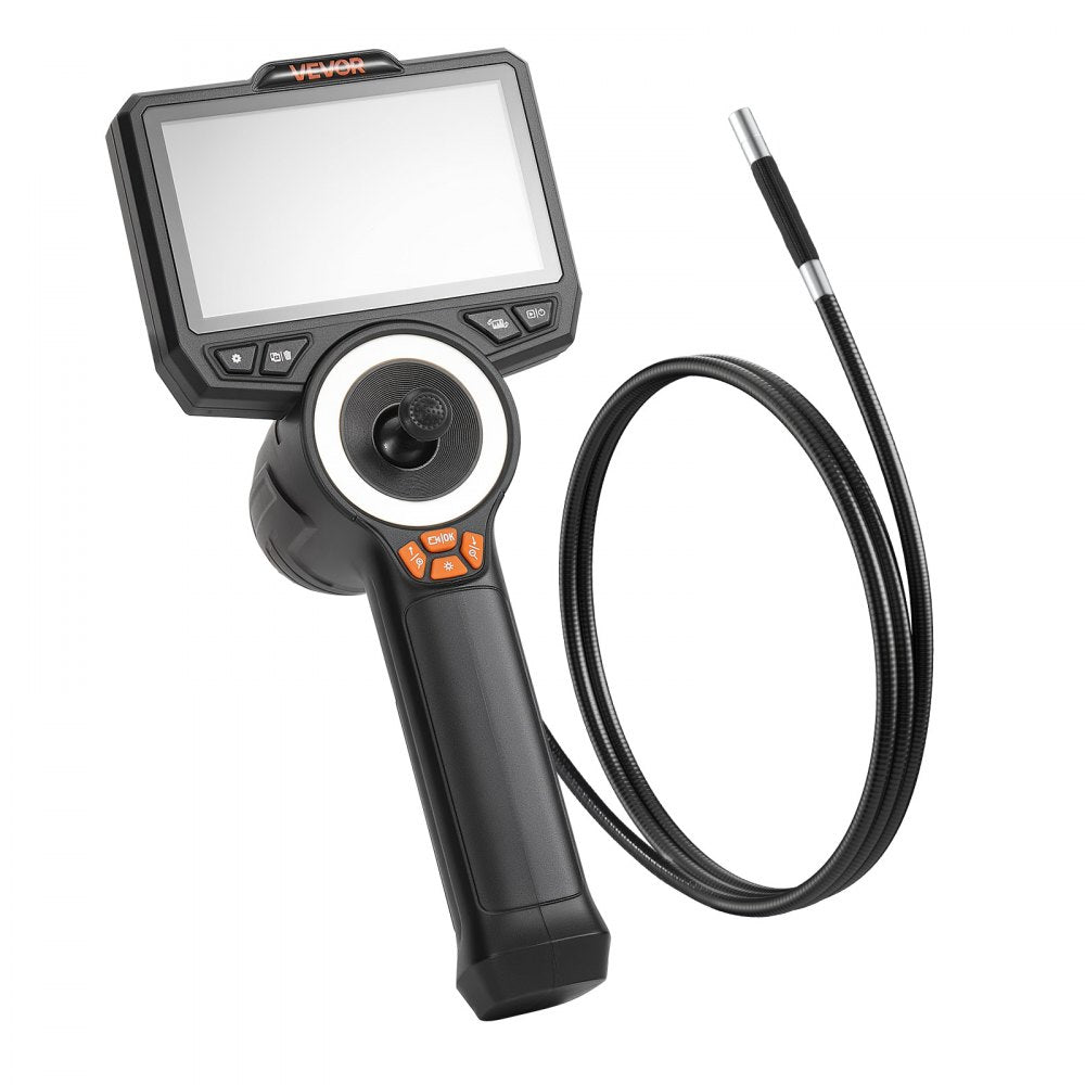 VEVOR Articulating Endoscope with Light, 4-Way 360° Articulated Borescope, 0.24" Slim Lens 1920 x 1080, 4.5" HD IPS Screen, 8X Zoom Inspection Camera for Auto, Mechanical Equipment (4.9FT Snake Cable)