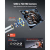 VEVOR Articulating Endoscope with Light, Two-Way Articulated Borescope Camera, 4.3" HD IPS Screen, 1280 x 720 Lens, 8X Zoom, IP67 Waterproof Inspection Snake Camera for Auto, Plumbing (4.9FT Cable)