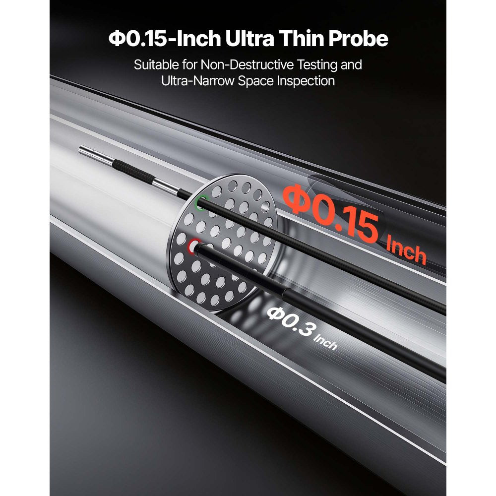 VEVOR Articulating Borescope with 0.15" Ultra Slim Lens, Two-Way Articulated Endoscope with Light, 4.3" IPS Screen, 1280 x 720 HD Lens, 8X Zoom Inspection Camera for Automotive, Tight Mechanical Space
