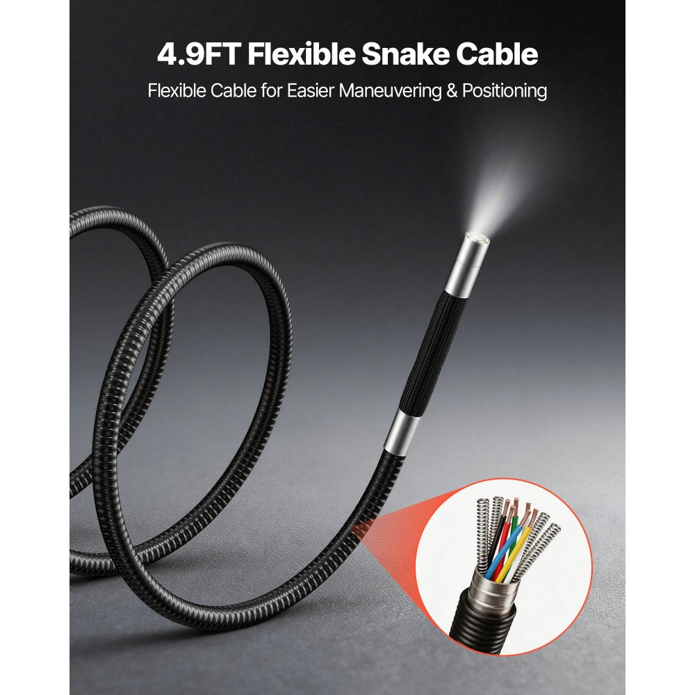 VEVOR Articulating Endoscope with Light, 4-Way 360° Articulated Borescope Camera, 0.24" Slim Lens 1920 x 1080, 6" HD IPS Screen, 7000mAh Battery, IP67 Waterproof for Automotive & Mechanical Inspection