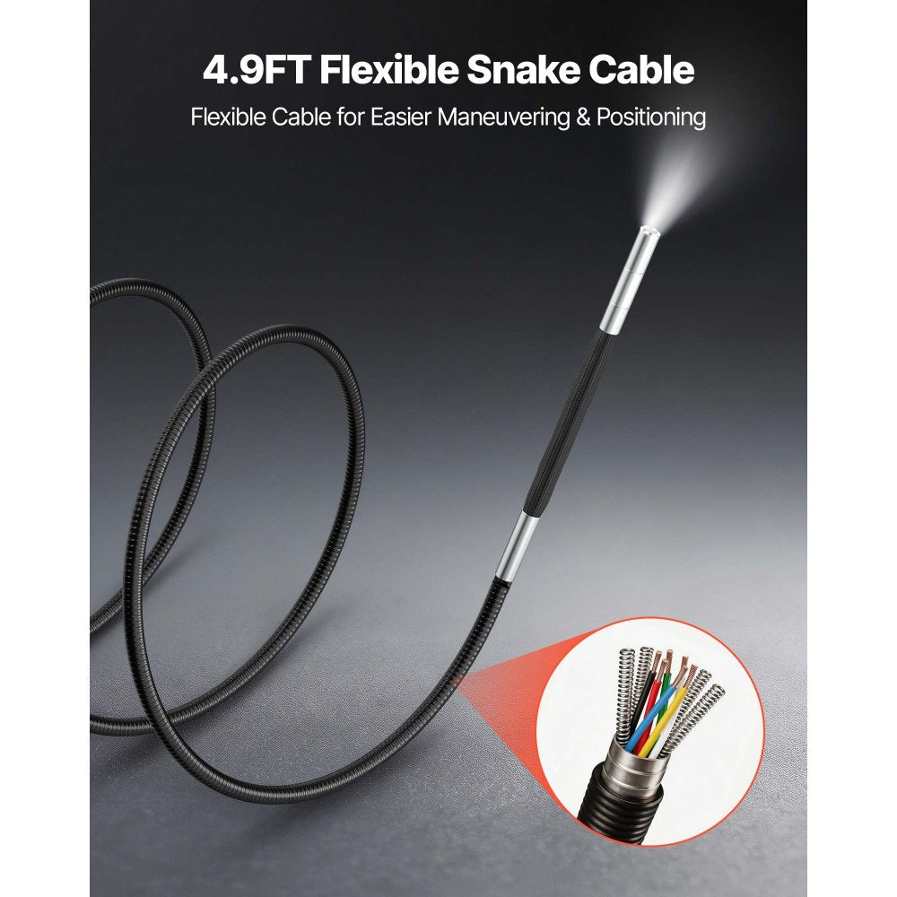 VEVOR Articulating Borescope with 0.15" Ultra Slim Lens, 4-Way 360° Articulated Endoscope Camera with Light, 6" HD IPS Screen, 8X Zoom, 7000mAh Inspection Camera for Auto & Tight Mechanical Spaces