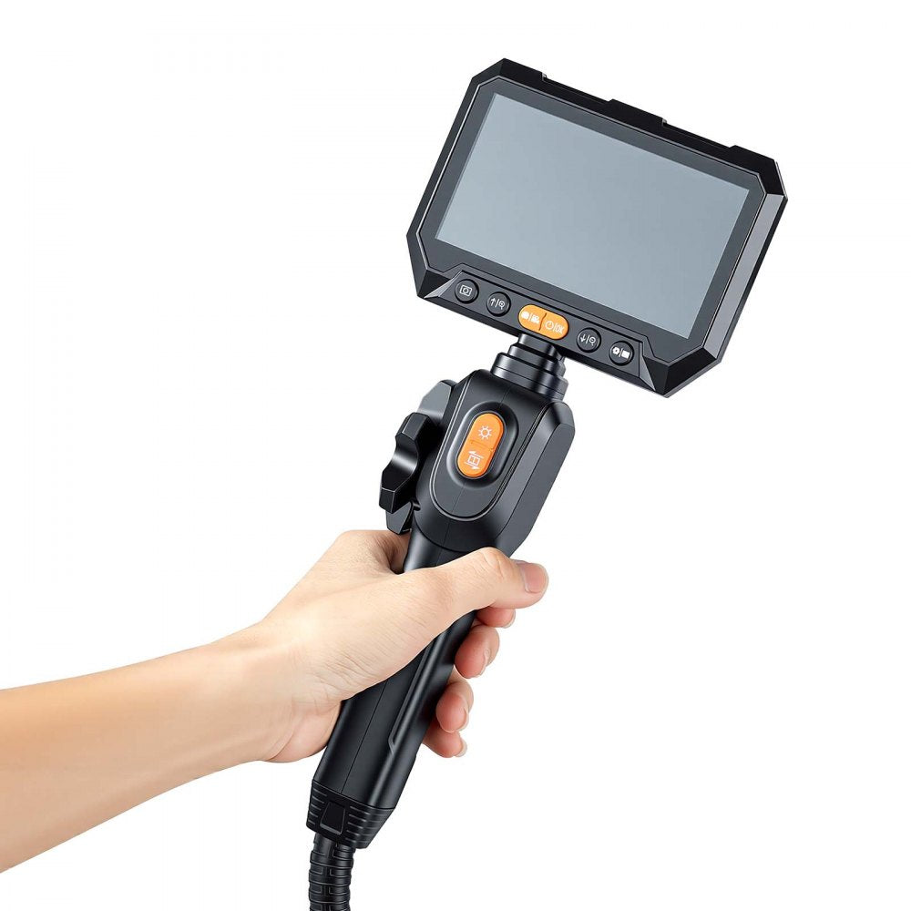 VEVOR 2-Way Dual-Lens Articulating Endoscope with Light, 1080P HD Industrial Borescope Inspection Camera with Articulated Probe, Rigid Snake Scope Cam for Wall Automotive Engine Inspect-4.9FT