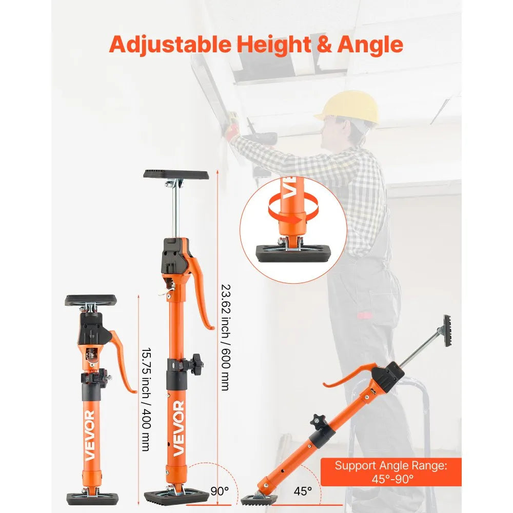 VEVOR Cabinet Jack Support Pole, 2-Pack, 15.75-23.6 Inch Steel Telescopic Quick Support Rod, Adjustable 3rd Hand System up to 220 lbs Capacity for Installing Cabinets, Lifting Drywall, Cargo Bars