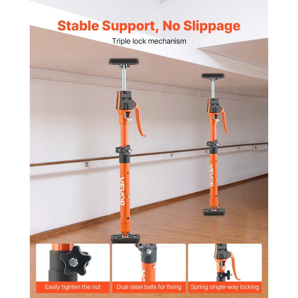 VEVOR Cabinet Jack Support Pole, 2-Pack, 18.9-29.5 Inch Steel Telescopic Quick Support Rod, Adjustable 3rd Hand System up to 220 lbs Capacity for Installing Cabinets, Lifting Drywall, Cargo Bars