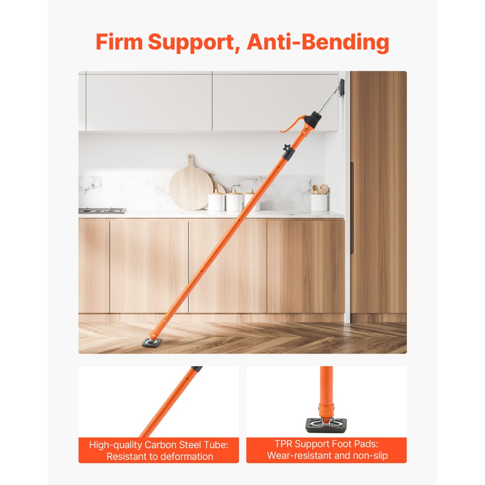 VEVOR Cabinet Jack Support Pole, 4-Pack, 49.2-114.6 Inch Steel Telescopic Quick Support Rod, Adjustable 3rd Hand System up to 198 lbs Capacity for Installing Cabinets, Lifting Drywall, Cargo Bars