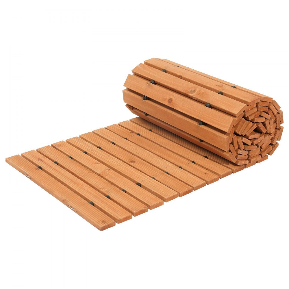 VEVOR Wooden Garden Pathway, 12 ft L x 17 in W, Non-Slip Straight Garden Walkway, Roll Out Cedar Outdoor Walkway Path with Wire Rope Connection, Decorative Garden Paver for Backyard Wedding Party