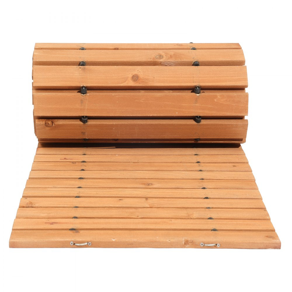 VEVOR Wooden Garden Pathway, 12 ft L x 17 in W, Non-Slip Straight Garden Walkway, Roll Out Cedar Outdoor Walkway Path with Wire Rope Connection, Decorative Garden Paver for Backyard Wedding Party