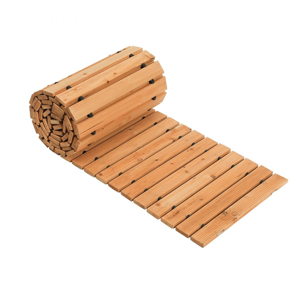 VEVOR Wooden Garden Pathway, 12 ft L x 17 in W, Non-Slip Straight Garden Walkway, Roll Out Cedar Outdoor Walkway Path with Wire Rope Connection, Decorative Garden Paver for Backyard Wedding Party