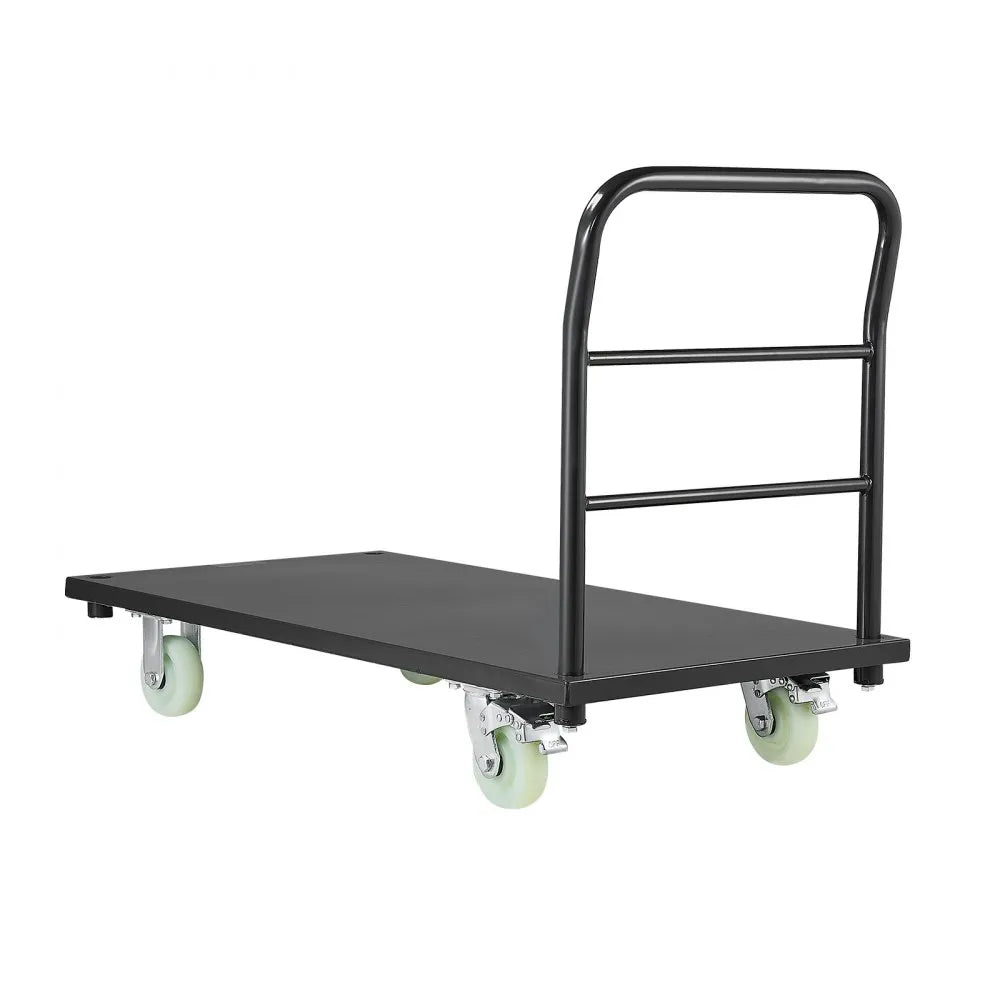 VEVOR Heavy Duty Platform Truck, 2000 lbs Capacity, Industrial Steel Flatbed Cart with Swivel Wheels and Handle, Platform Hand Push Truck Dolly, Easy Storage, for Luggage Moving, 48 x 24 x 32.1 in