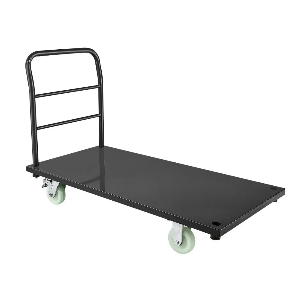 VEVOR Heavy Duty Platform Truck, 2000 lbs Capacity, Industrial Steel Flatbed Cart with Swivel Wheels and Handle, Platform Hand Push Truck Dolly, Easy Storage, for Luggage Moving, 48 x 24 x 32.1 in