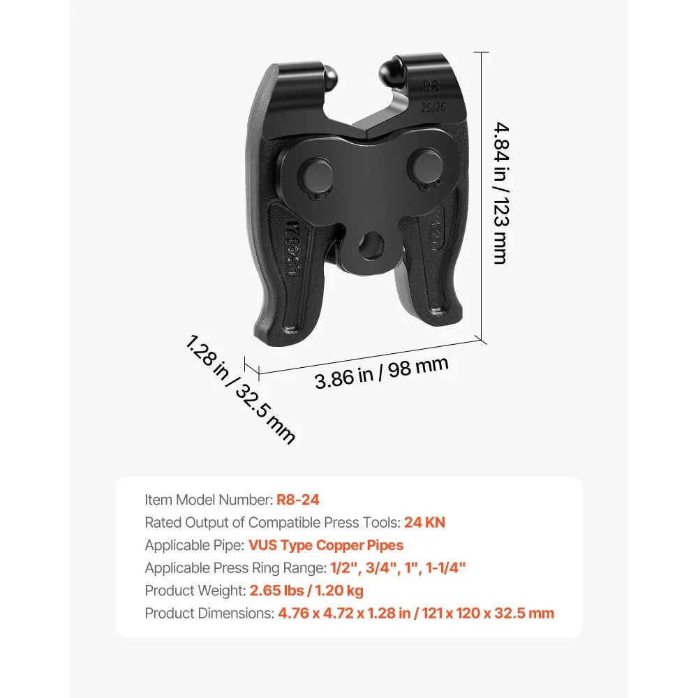 VEVOR Press Actuator for 24KN Compact Series Press Tools, Works with 1/2", 3/4", 1" & 1-1/4" Press Rings - Compatible with ProPress Copper Pipes (Ring NOT Included)