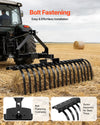 VEVOR 50 in Lanscape Rock Rake, 3-Point Tow Behind Landscape Rake with 17 Steel Tines, Fit Category 1 Tractors, Angle Adjustable, Heavy Duty Lawn Dethatcher Rake for Grass Branch Debris