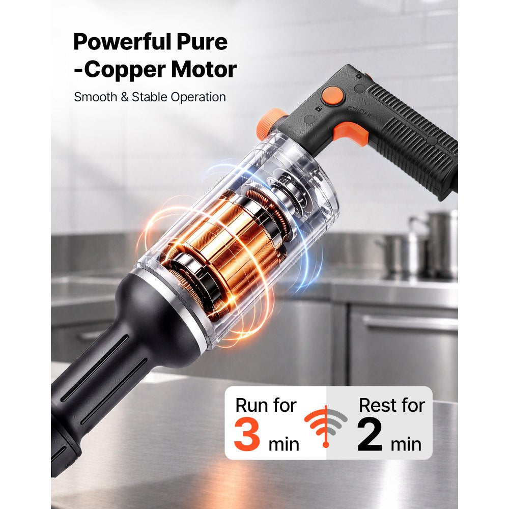 VEVOR Commercial Immersion Blender, 500W, 20-inch, Heavy-Duty Hand Mixer for Restaurant, Handheld Stick for Soups & Sauces, Pure-Copper Motor, Variable Speed, Stainless Steel 3-Blade Head, Lock