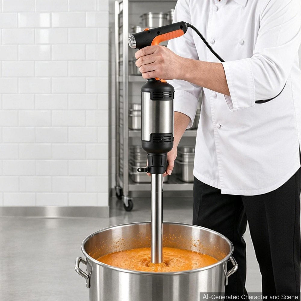 VEVOR Commercial Immersion Blender, 750W, 21-inch, Heavy-Duty Hand Mixer for Restaurant, Handheld Stick for Soups & Sauces, Pure-Copper Motor, Variable Speed, Stainless Steel 3-Blade Head, Handle