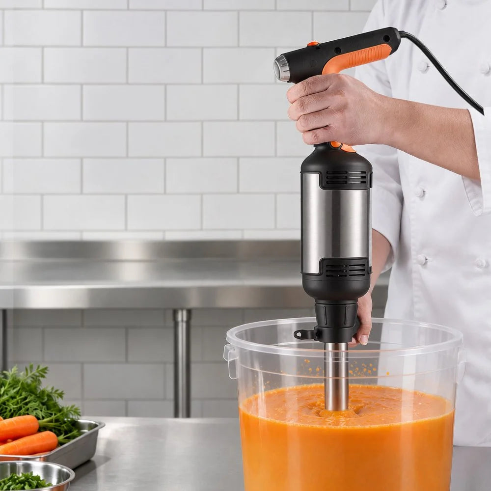 VEVOR Commercial Immersion Blender, 750W, 14-inch, Heavy-Duty Hand Mixer for Restaurant, Handheld Stick for Soups & Sauces, Pure-Copper Motor, Variable Speed, Stainless Steel 3-Blade Head, Handle