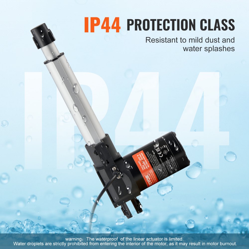 VEVOR Linear Actuator 12V, 6 Inch Heavy Duty 1320lbs/6000N Linear Actuator, 0.19"/s Linear Motion Actuator with Mounting Bracket & IP44 Protection for Electric Door Industrial Machinery Vessels Cargo