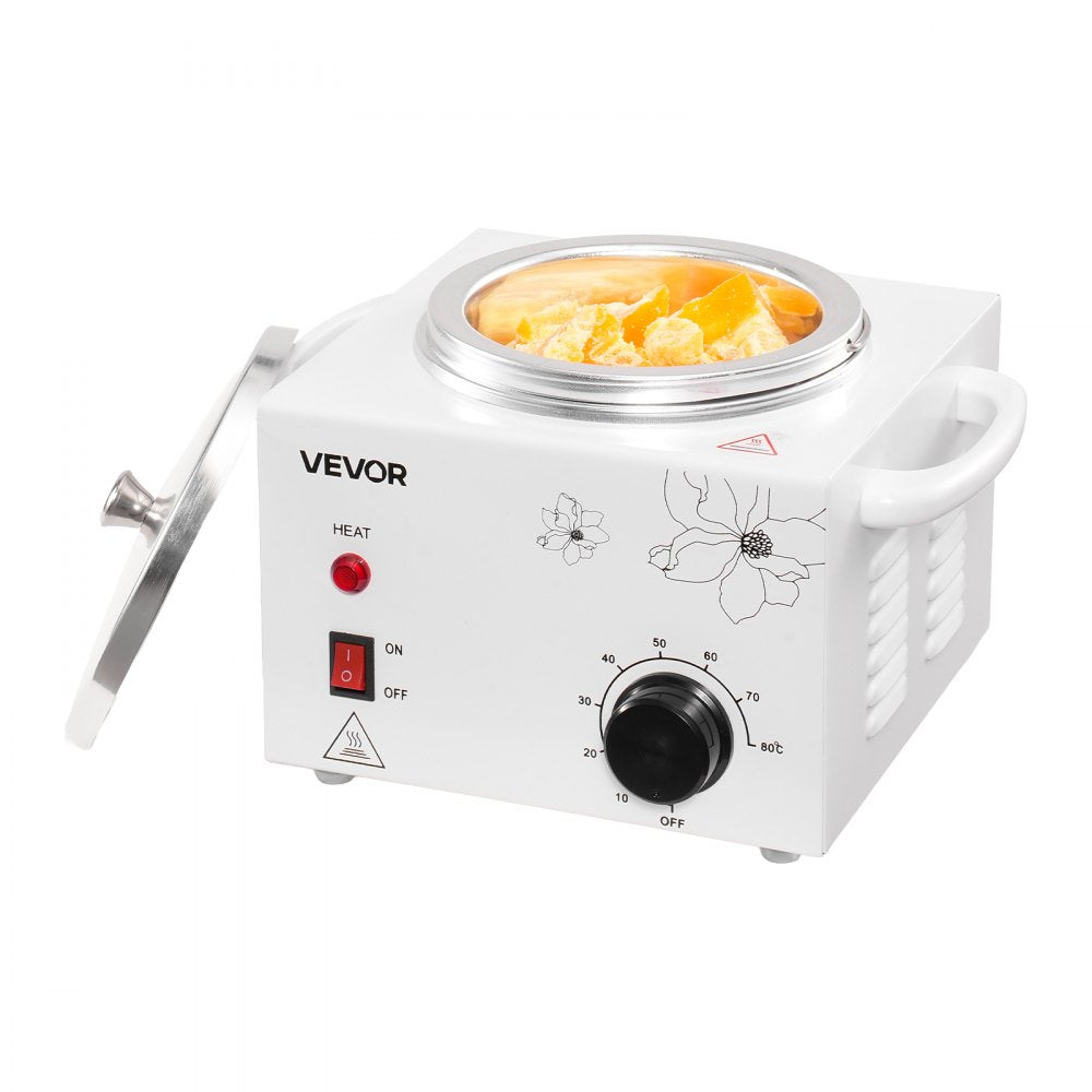 VEVOR Single Wax Warmer, 600ML Professional Wax Warmer for Hair Removal, 32 ℉ to 176℉ Adjustable Electric Waxing Heater Pot with 100PCS Waxing Sticks for Home Use, Beauty Salon, Spa