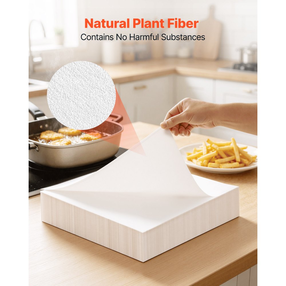 VEVOR 100 Pack Fryer Filter Paper, Replacement Deep Fryer Filter Sheets for 38/55L Commercial Mobile Fryer Filter Machine, Extend Oil Life for Improved Taste, for Restaurant Burger Shop, 15x13 inch