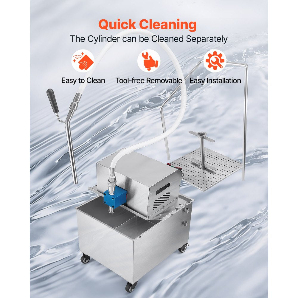 VEVOR Commercial Mobile Fryer Filter Machine 38L /10Gal Filter Truck Cart, 370W Deep Frying Oil Filtration System, Stainless Steel, 12 L/min Filtering Speed, for Restaurant, Kitchen, Burger Shop