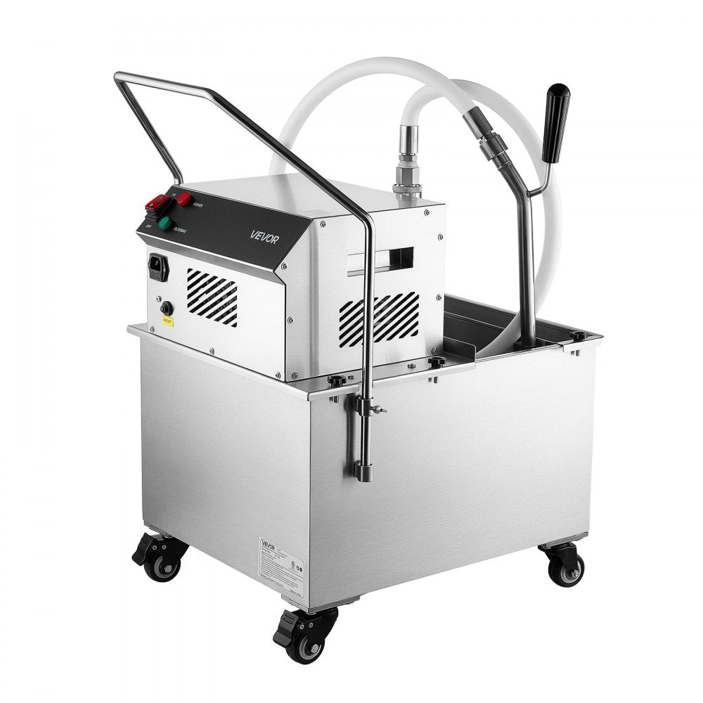 VEVOR Commercial Mobile Fryer Filter Machine 38L /10Gal Filter Truck Cart, 370W Deep Frying Oil Filtration System, Stainless Steel, 12 L/min Filtering Speed, for Restaurant, Kitchen, Burger Shop