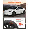 VEVOR Hubcaps Wheel Covers for 2021-2024 Tesla Model Y, 19 Inch Set of 4 Wheel Rim Cover Hubcaps OEM Style Replacement, R19 Size Snap On Car Hub Caps, Premium 7-Spoke ABS Tire Rim Caps, Matte Black