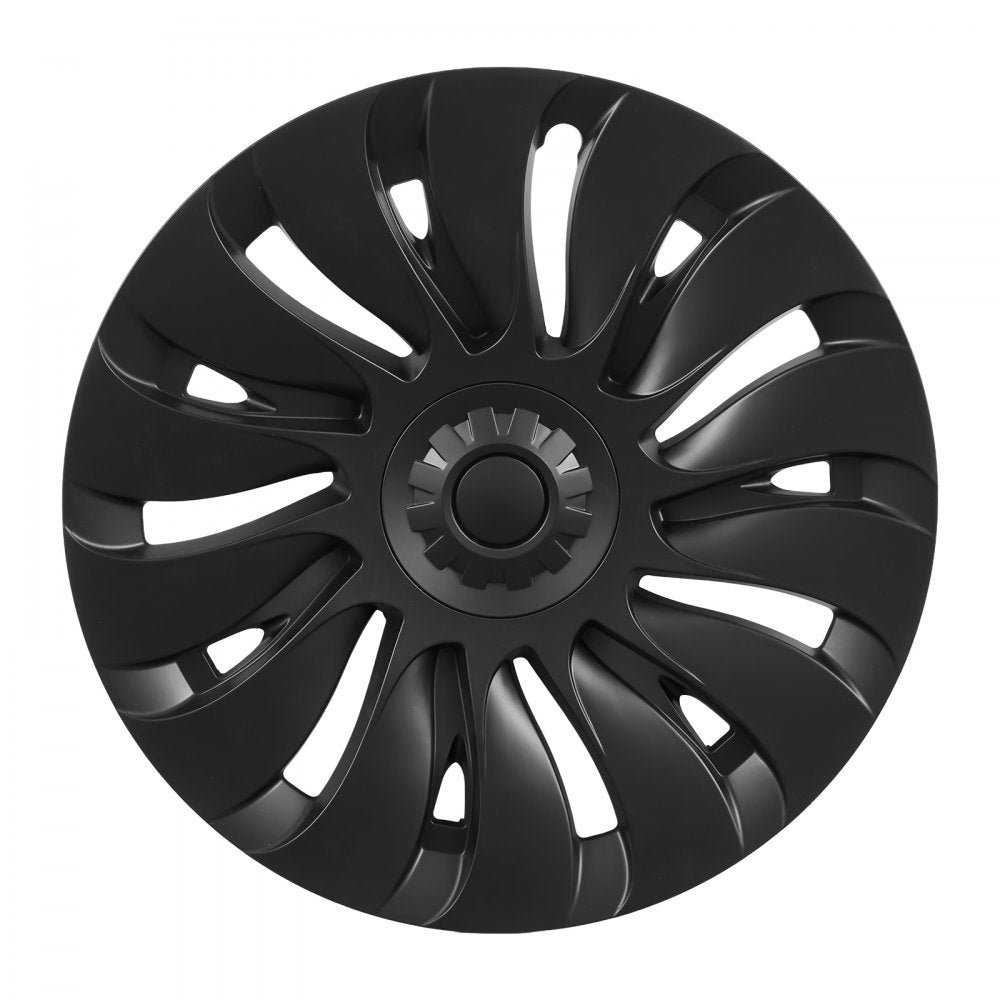VEVOR Hubcaps Wheel Covers for 2021-2024 Tesla Model Y, 19 Inch Set of 4 Wheel Rim Cover Hubcaps OEM Style Replacement, R19 Size Snap On Car Hub Caps, Premium 14-Spoke ABS Tire Rim Caps, Matte Black