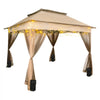 VEVOR Outdoor Canopy Gazebo Tent, Portable Canopy Shelter with 11'x11' Large Shade Space for Party, Backyard, Patio Lawn and Garden, 4 Sandbags, Carrying Bag and Netting Included, Brown