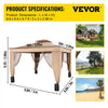 VEVOR Outdoor Canopy Gazebo Tent, Portable Canopy Shelter with 10\'x10\' Large Shade Space for Party, Backyard, Patio Lawn and Garden, 4 Sandbags, and Netting Included, Brown